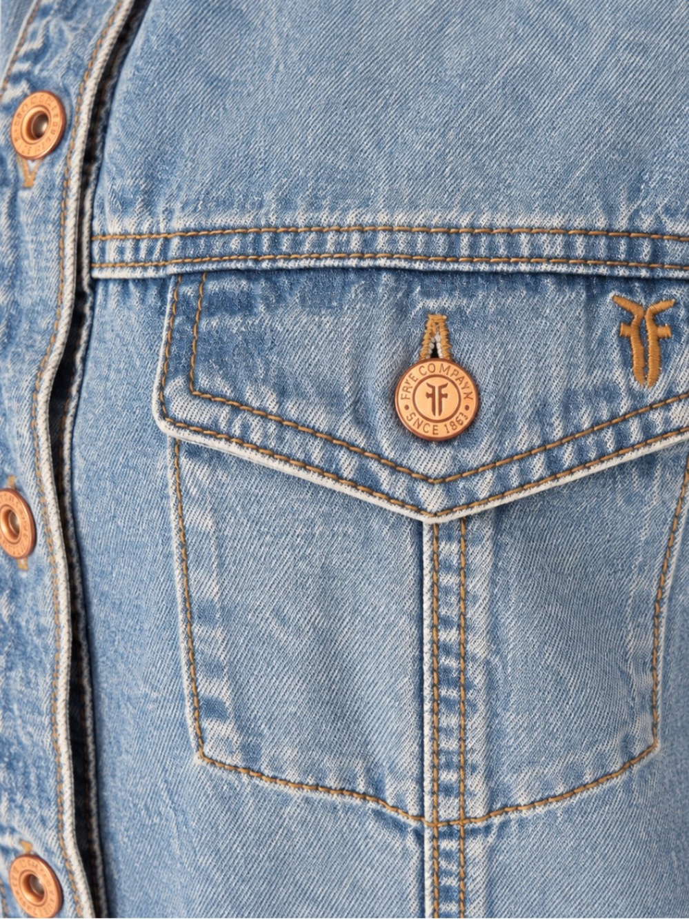 FRYE NWOT Women’s Denim Button Front Dress, Chest & Side Pockets 😍 - Picture 5 of 7